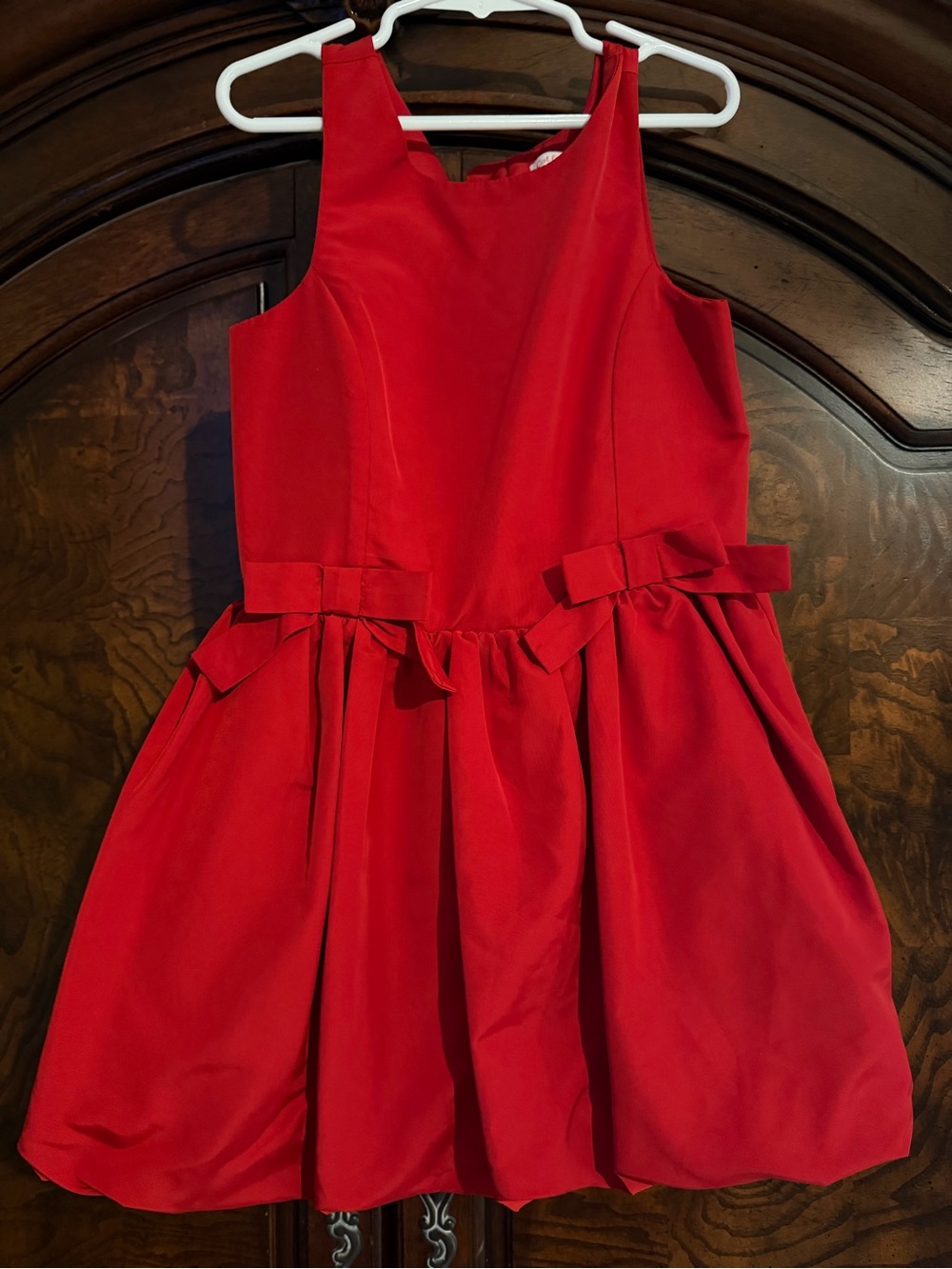 Cat & Jack Girls' Red Bow-Waist Satin Party Dress